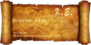 Kretter Elek névjegykártya